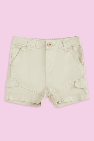 beige solid knee length casual baby regular fit shorts