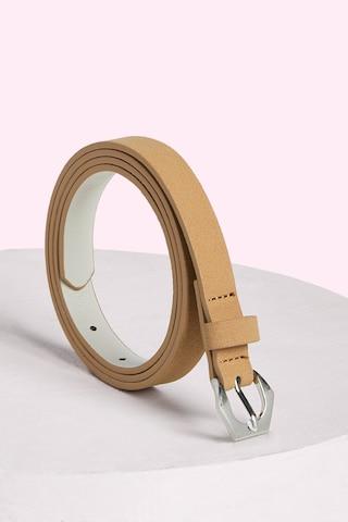 beige solid pu belt