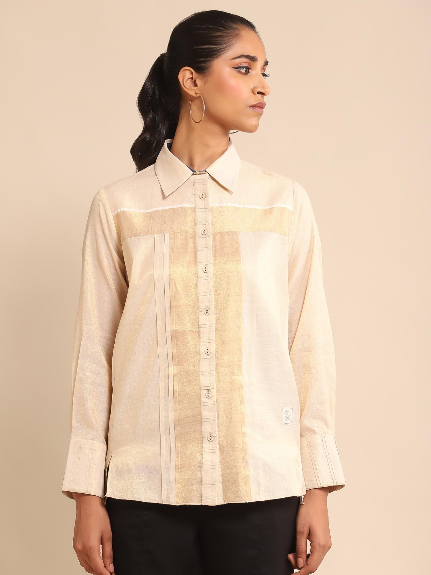 beige solid shirt