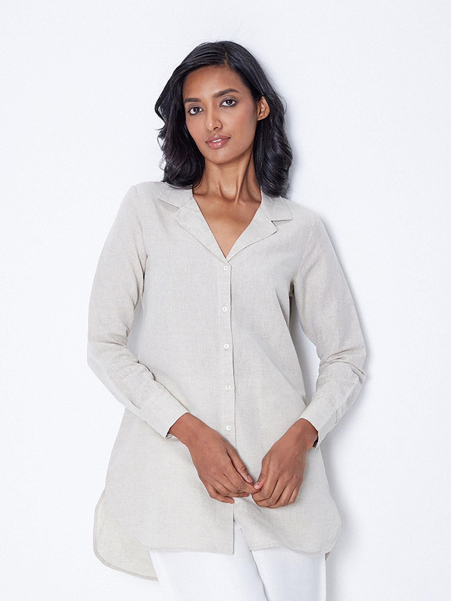 beige solid straight tunic