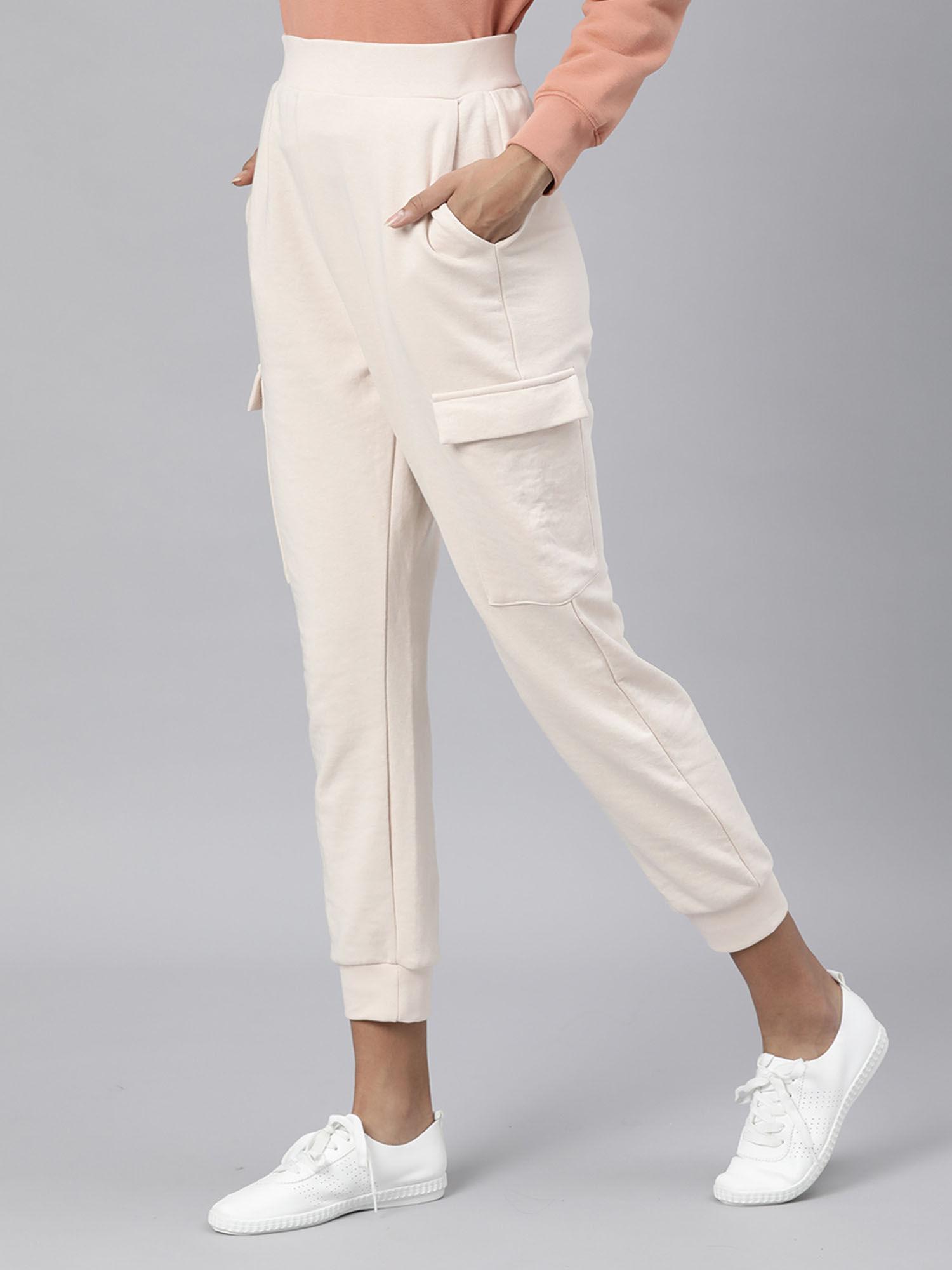 beige solid trackpants