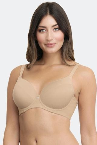 beige solid women comfort fit bra