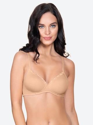 beige solid women regular fit bra