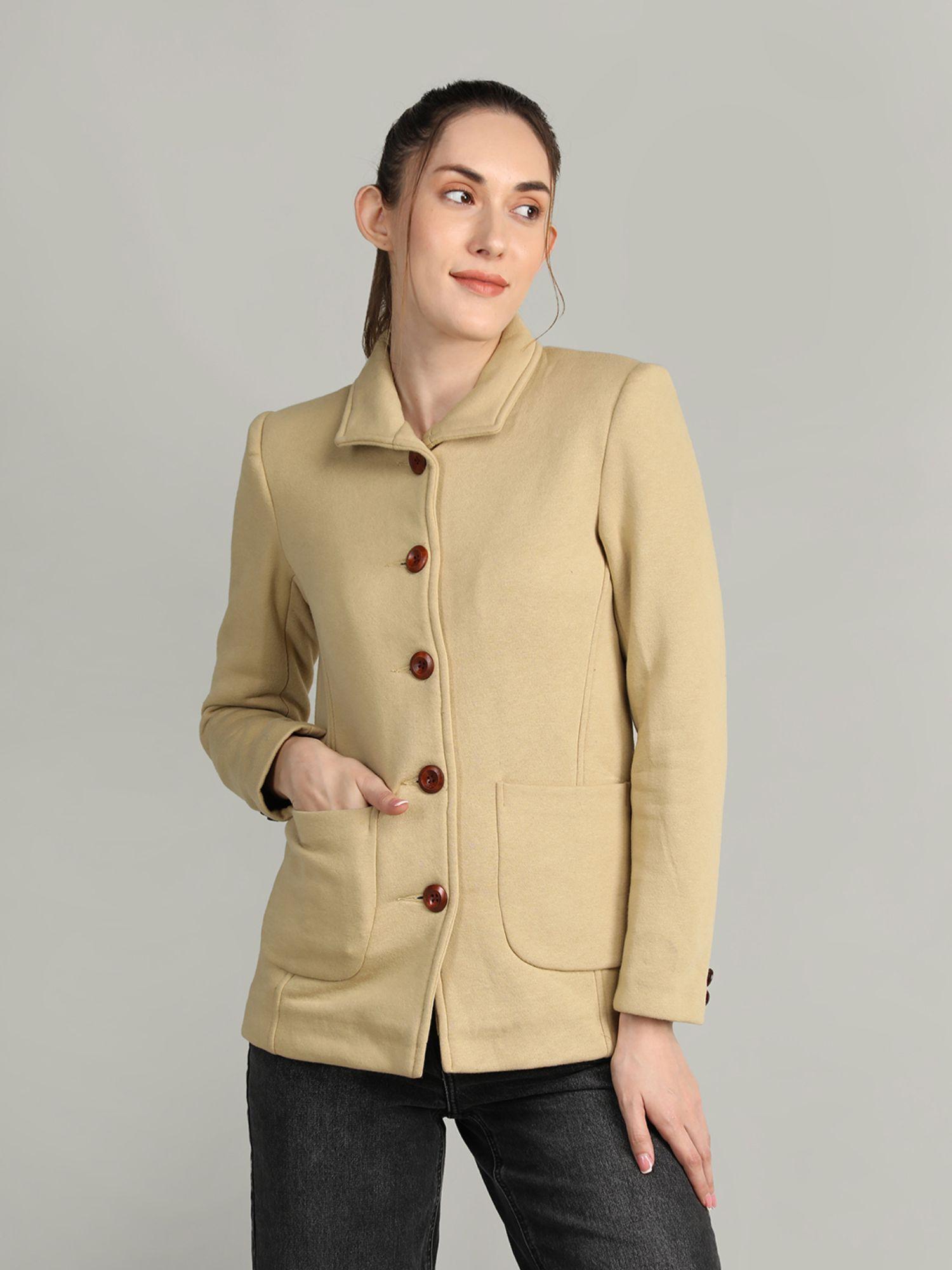 beige spread collar winter wear overcoat