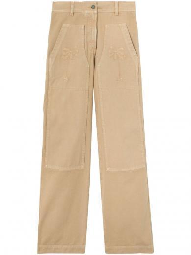 beige straight fit trousers
