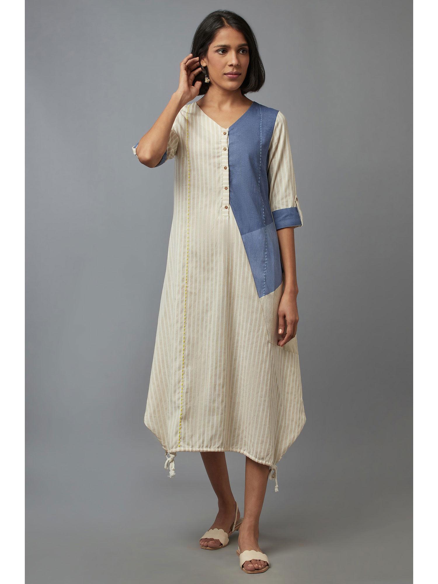 beige striped kurta