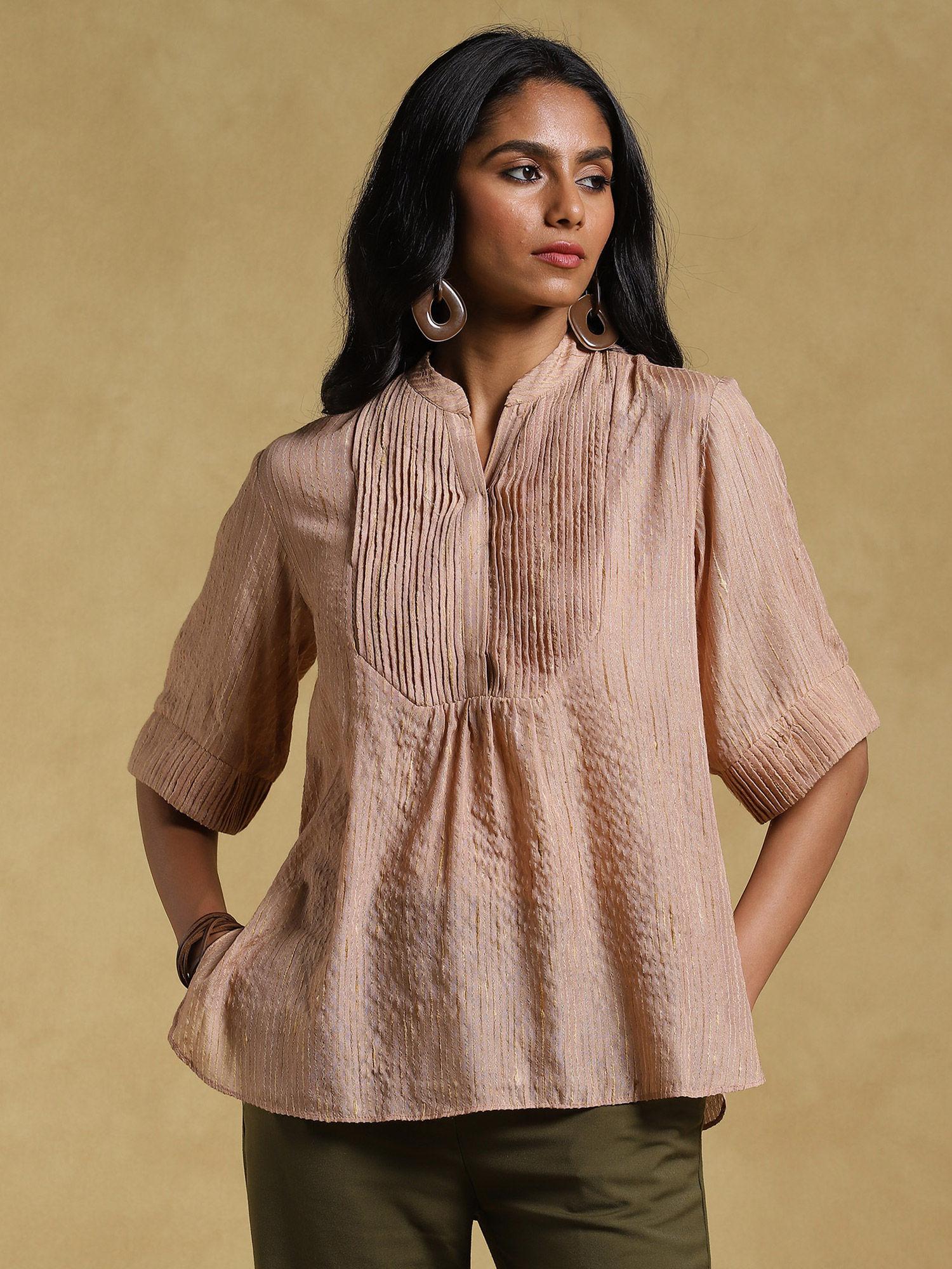 beige striped kurti