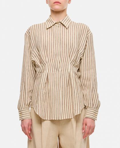 beige striped linen shirt