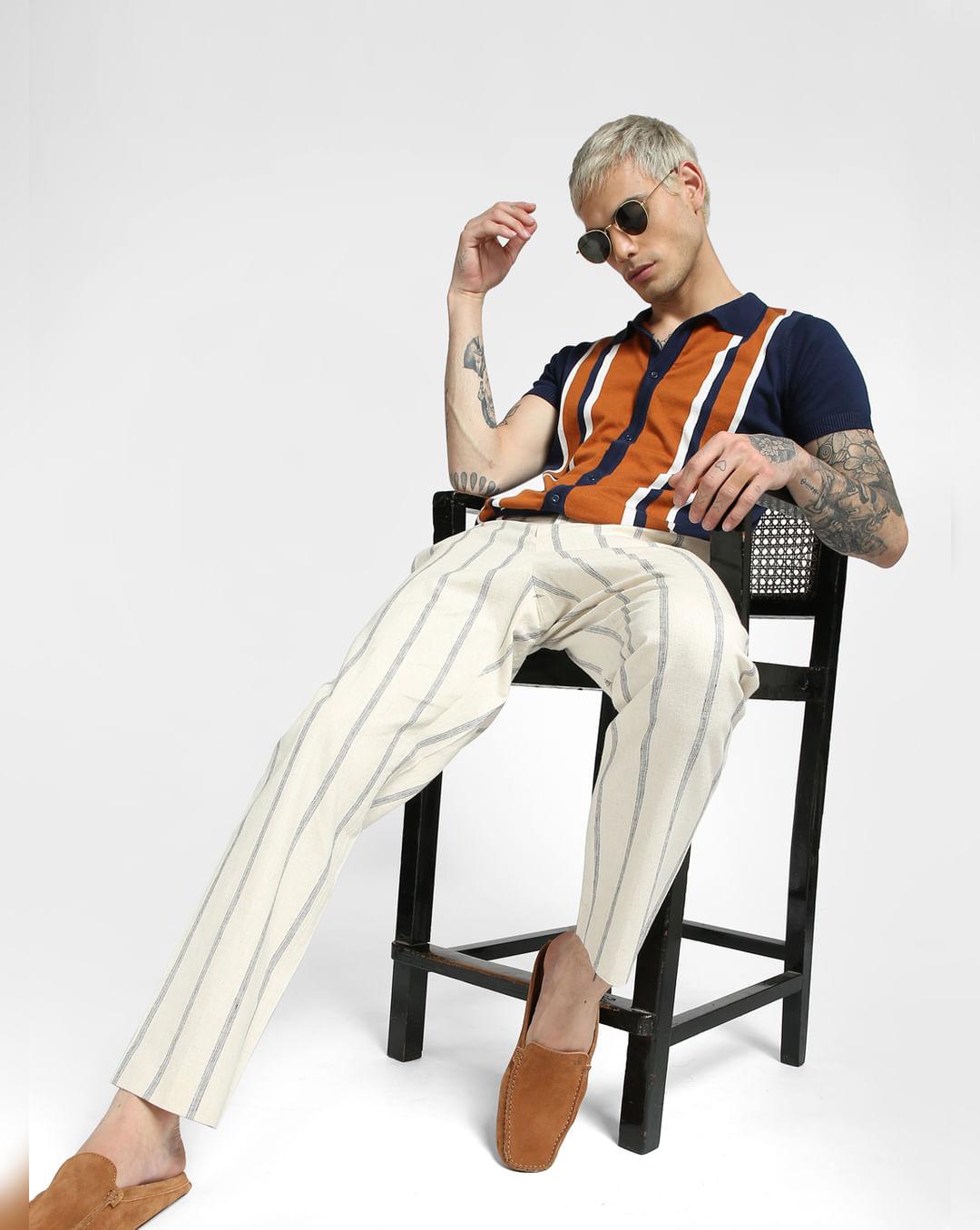 beige striped pants