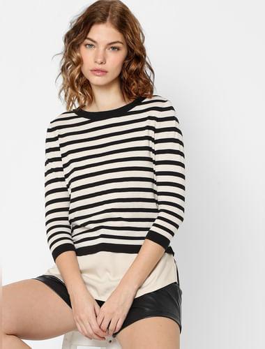 beige striped pullover