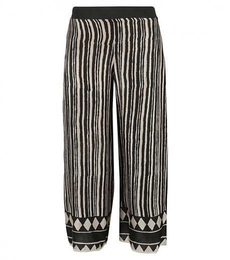 beige striped silk trousers