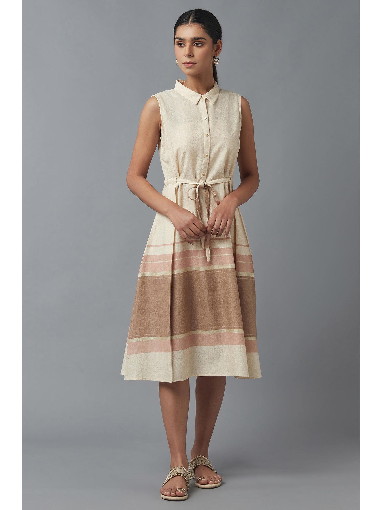 beige stripes dress