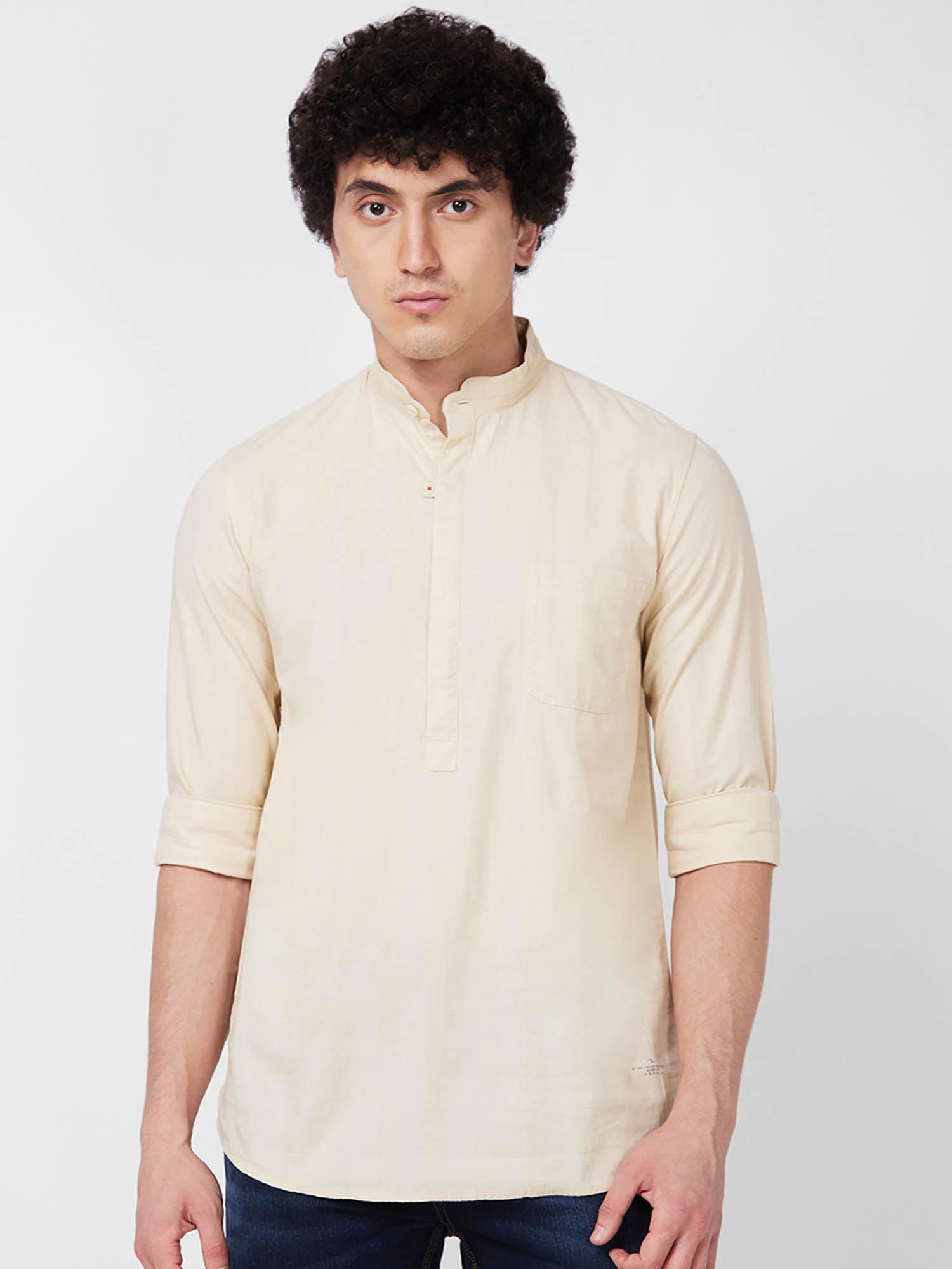 beige stripes full sleeve shirt for men