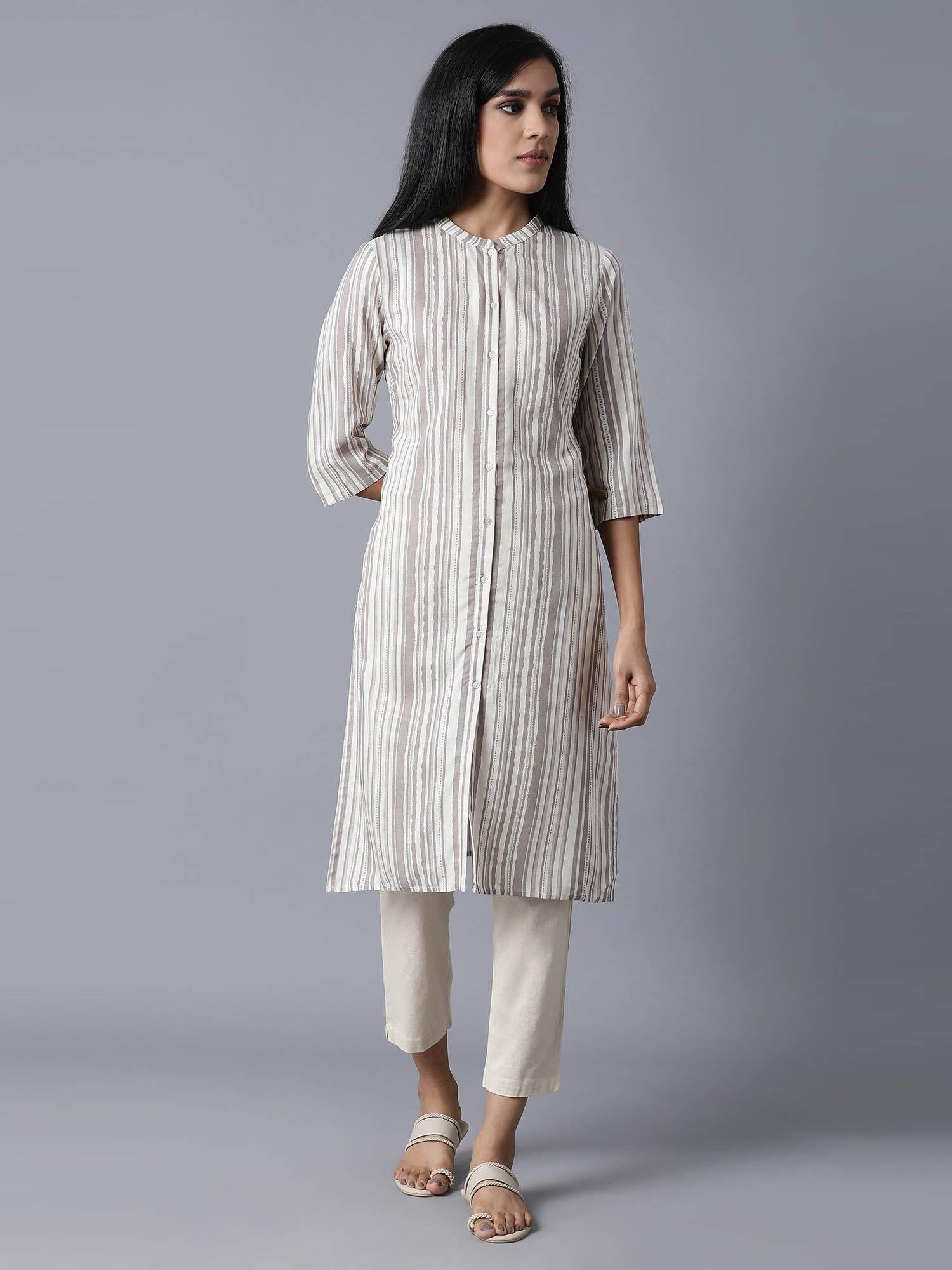 beige stripes kurta