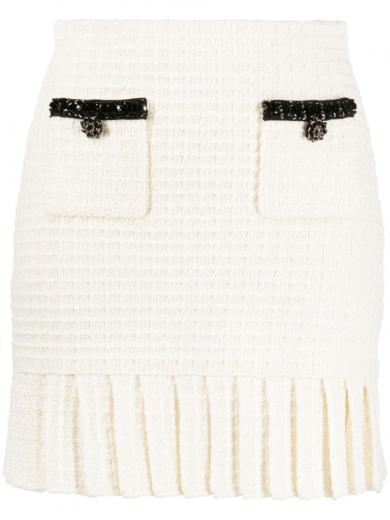 beige structured knit mini skirt