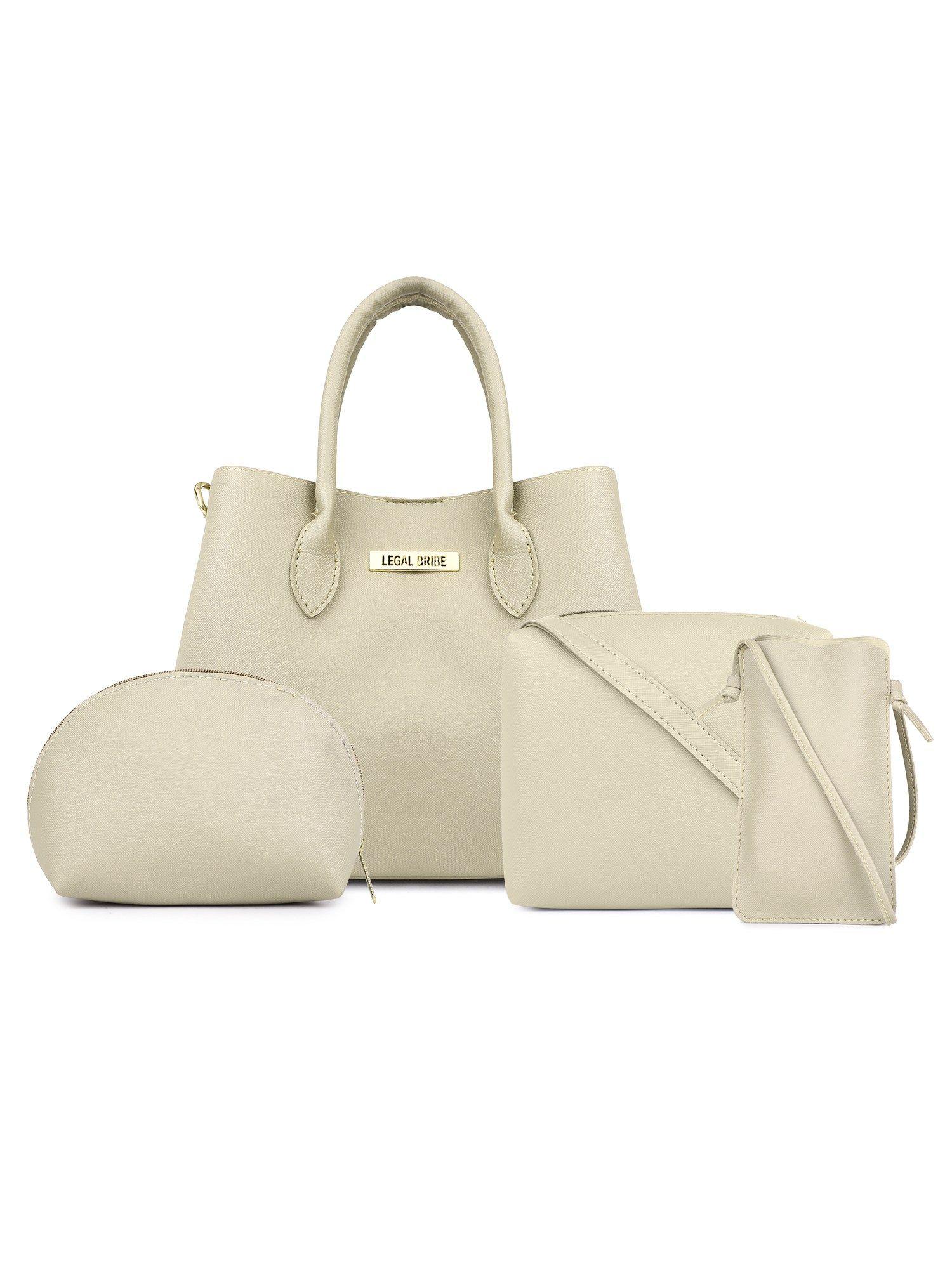 beige stylish handheld bag (set of 5)