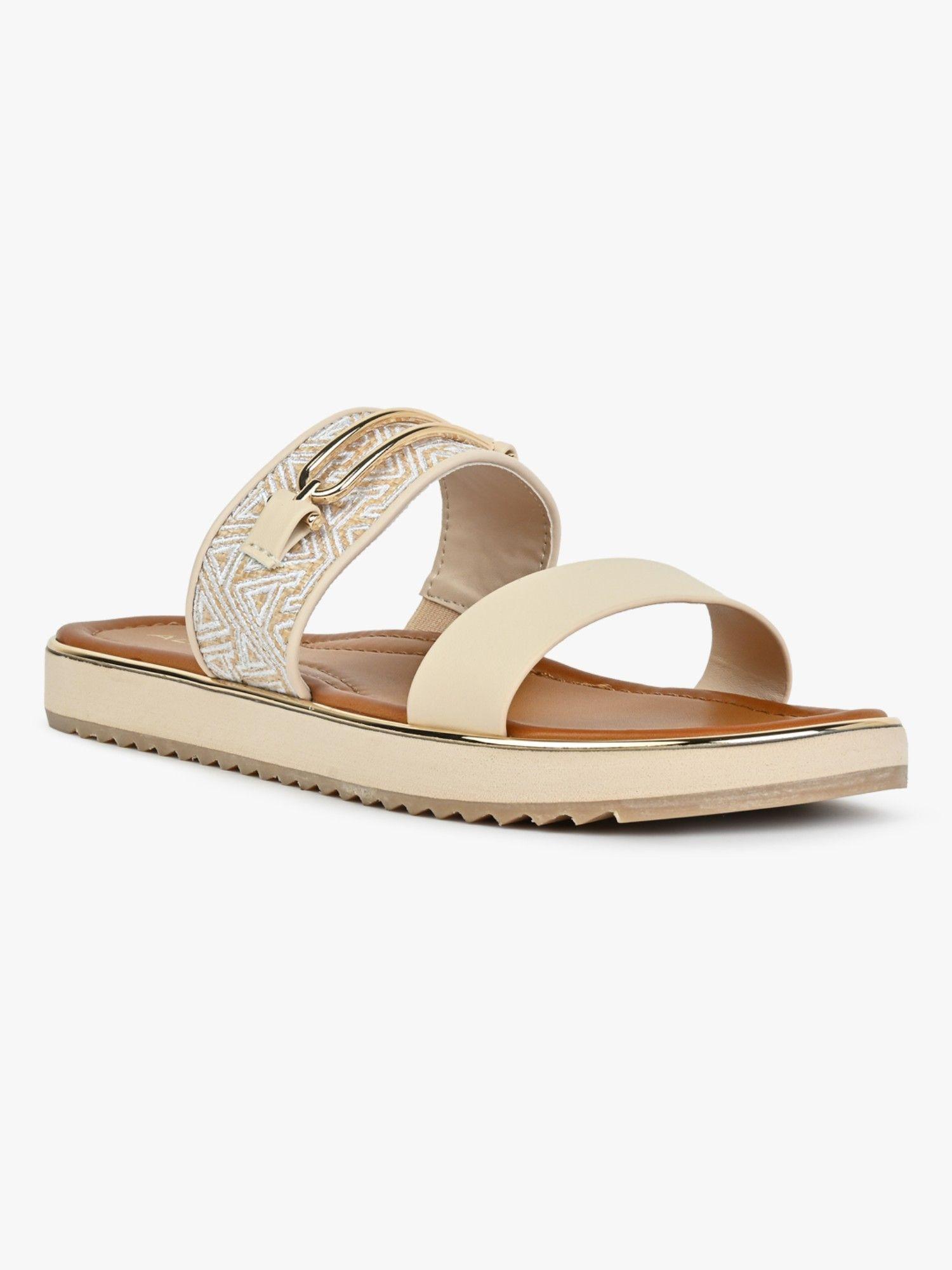 beige synthetic strappy eva beach flats