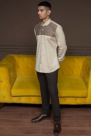 beige taupe cotton shirt