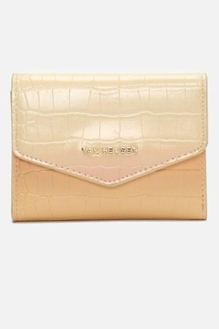 beige textured casual leather women wallets