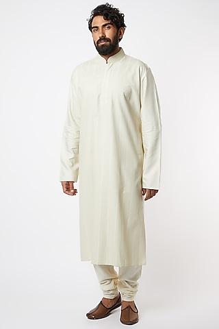 beige textured kurta set