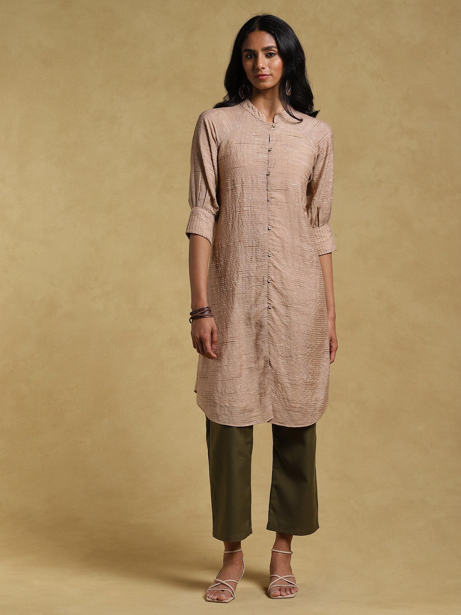 beige textured kurti