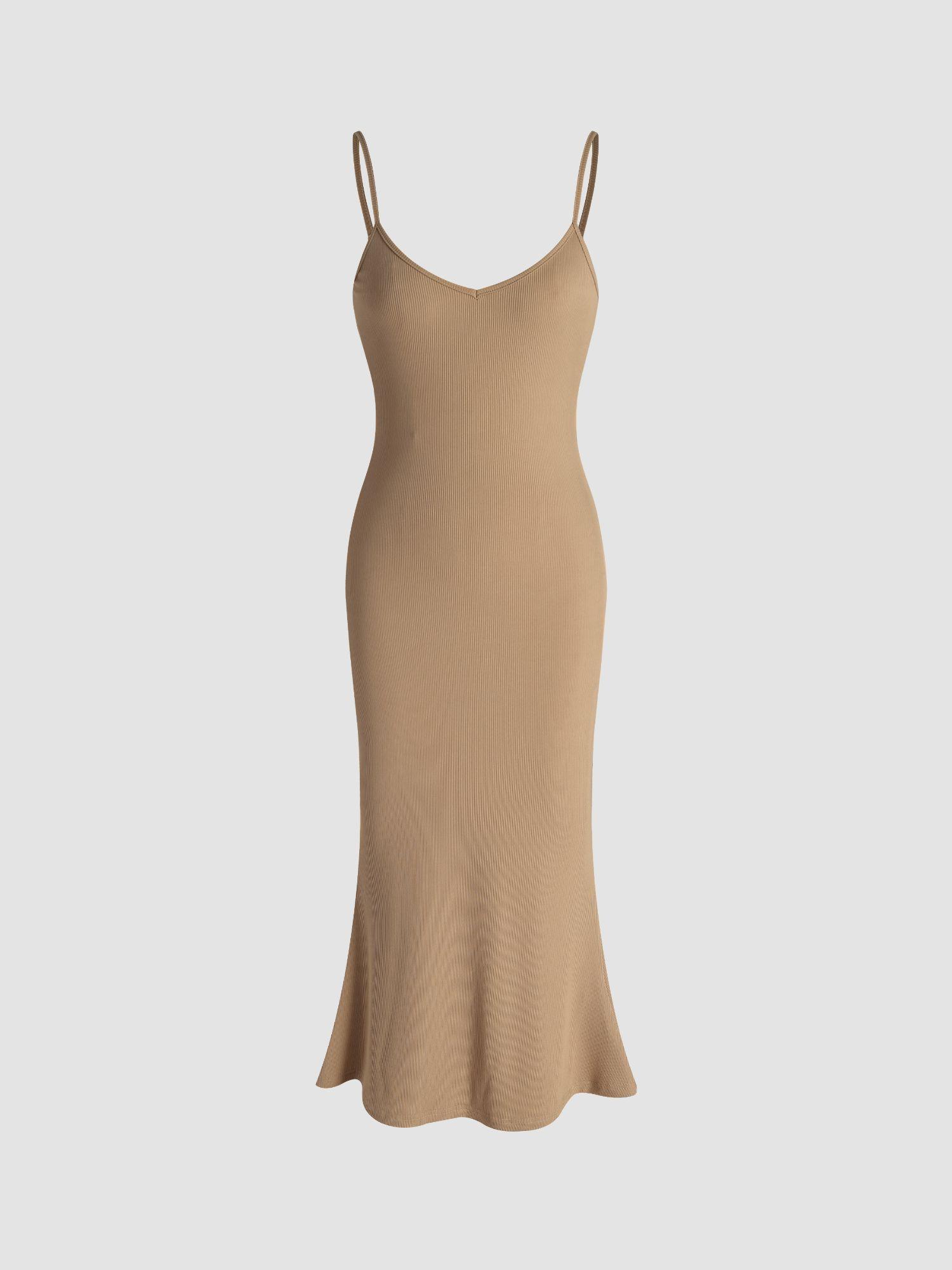 beige textured shoulder straps cami maxi dress