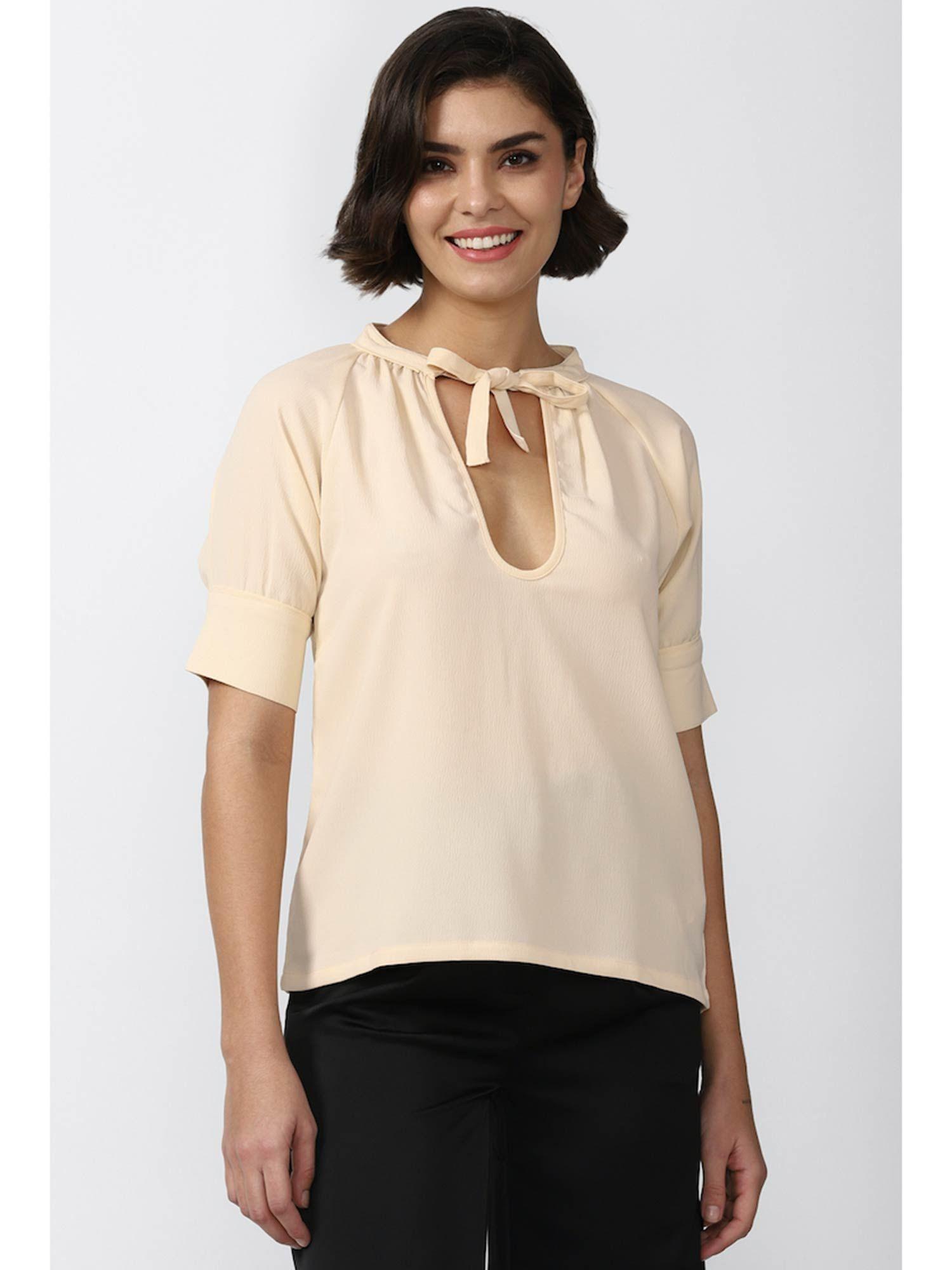 beige tie up tops