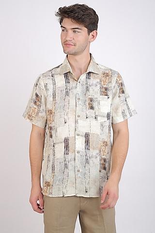 beige tile printed shirt
