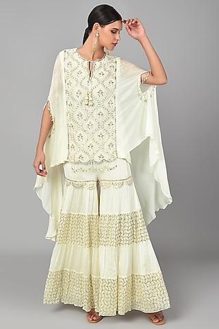 beige tunic set with embroidery