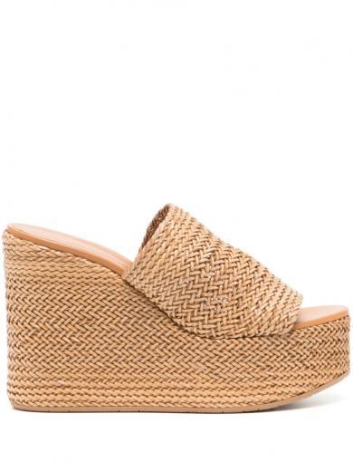 beige twiga woven wedges