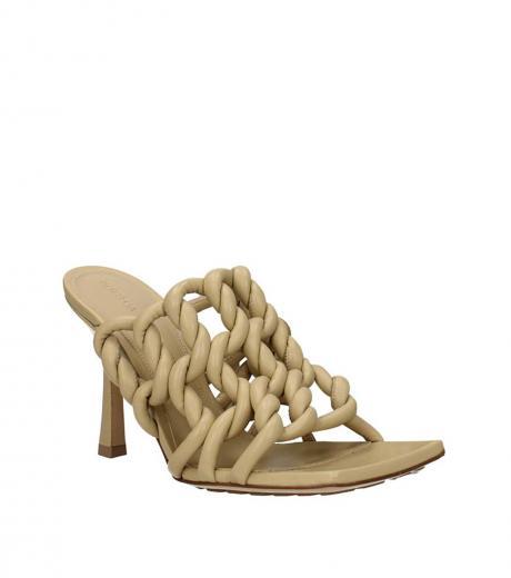 beige twist leather heels