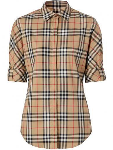 beige vintage check shirt