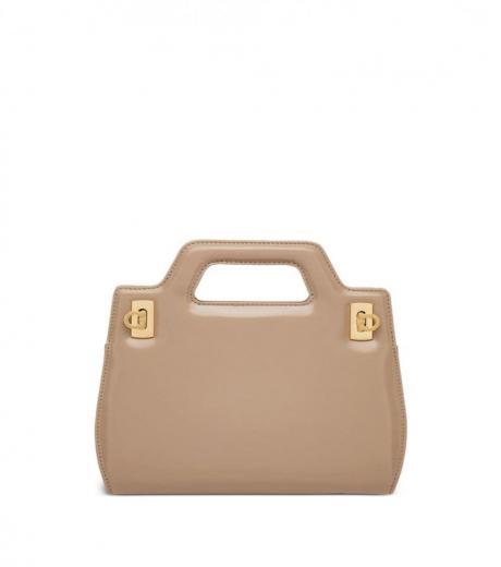 beige wanda mini leathr top-handle bag