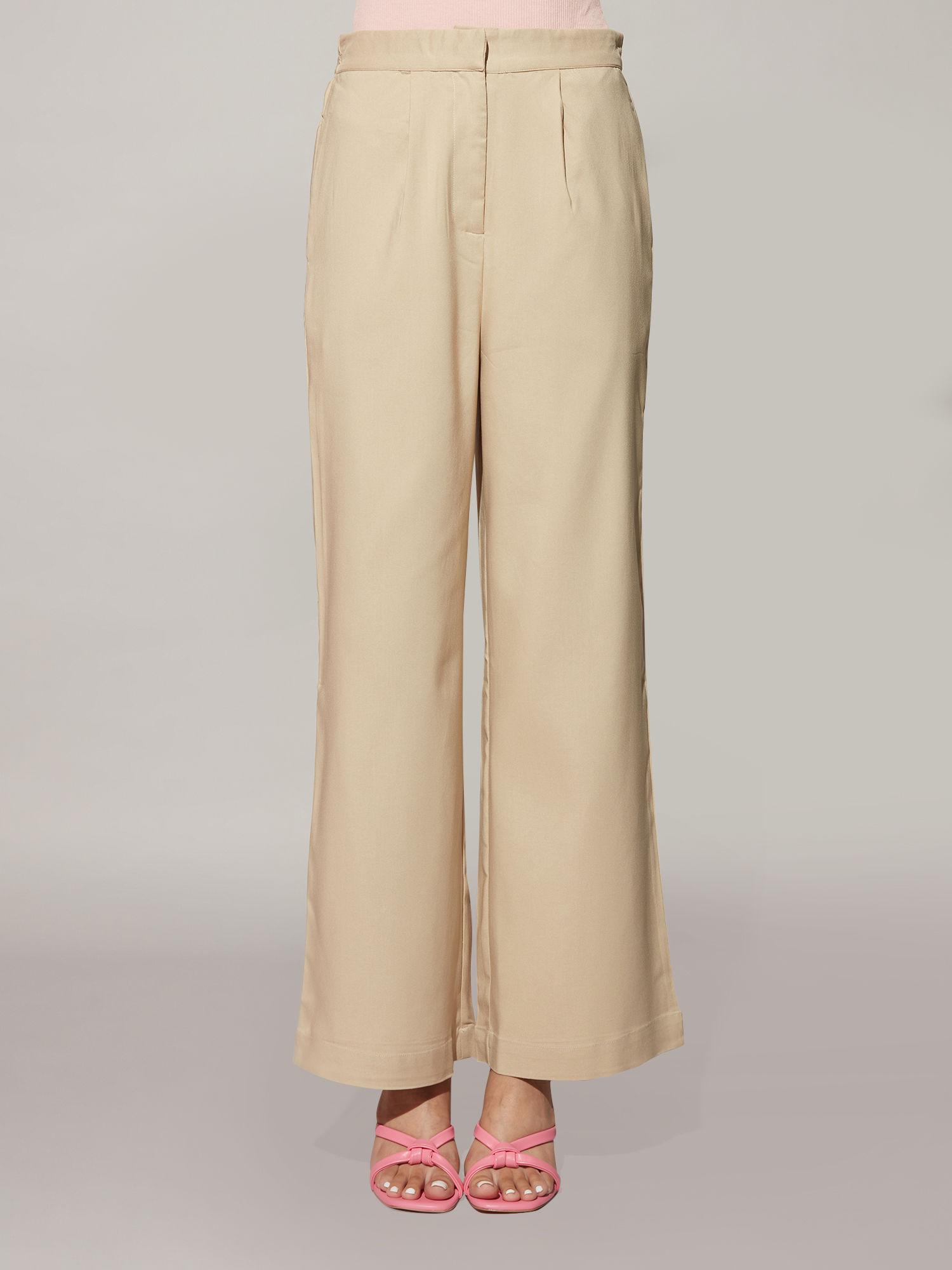 beige wide leg high waist pants