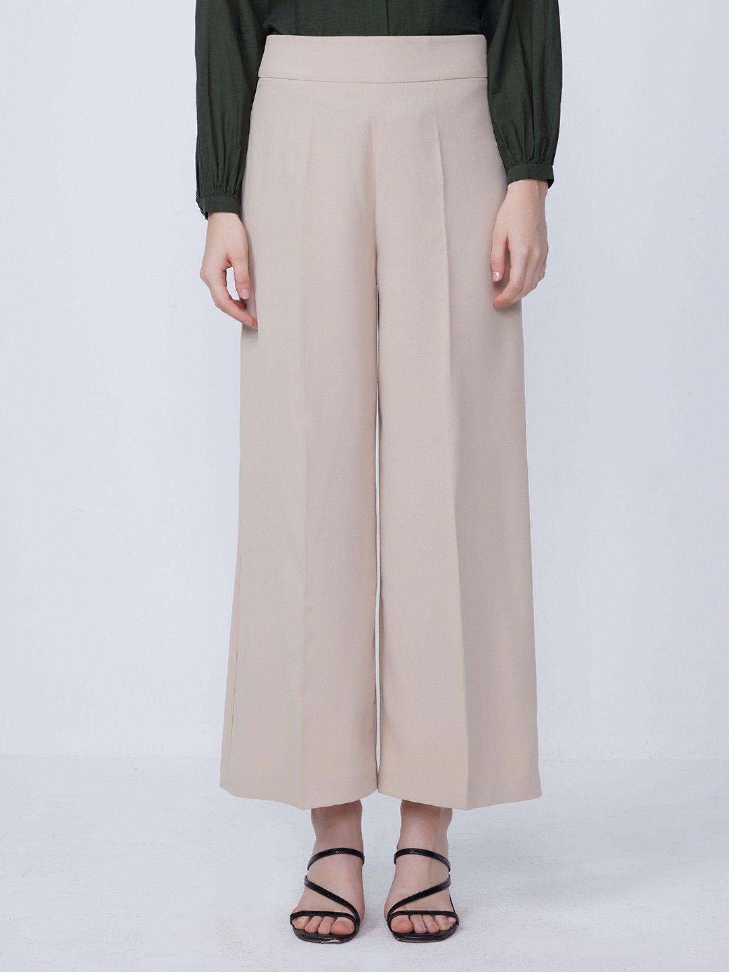 beige wide leg trousers