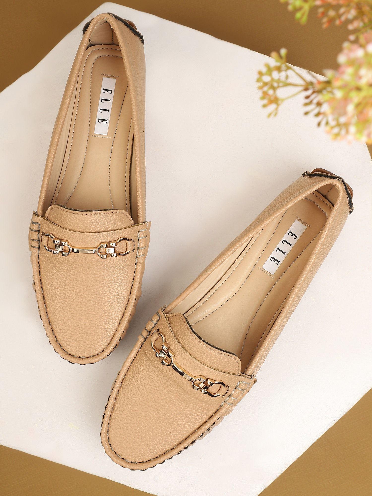 beige women slip on loafers