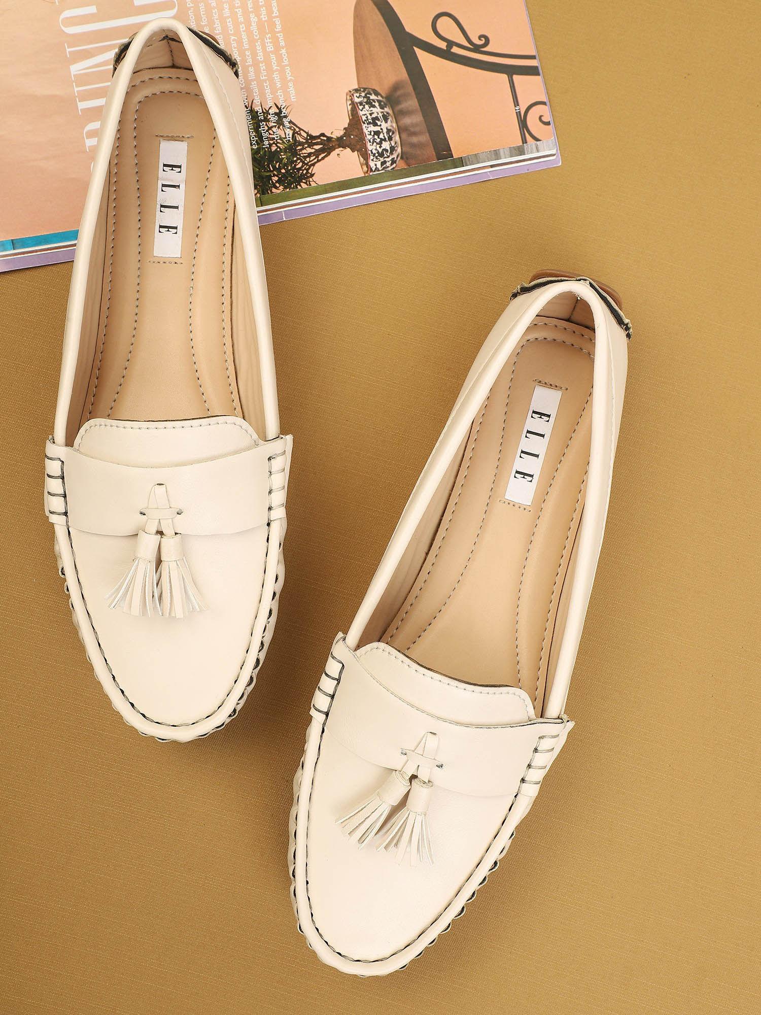 beige women slip on loafers