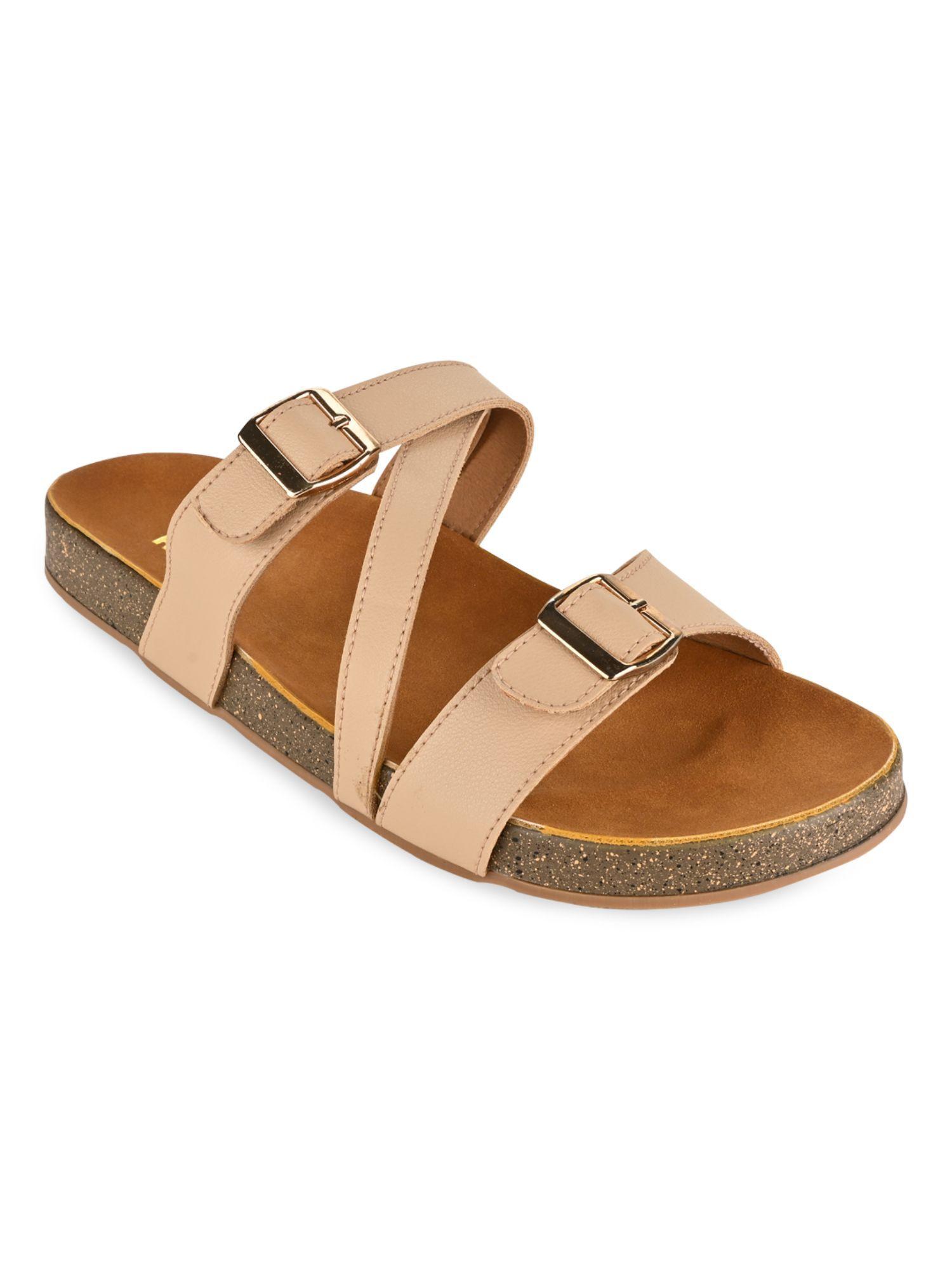 beige women solid casual sandal