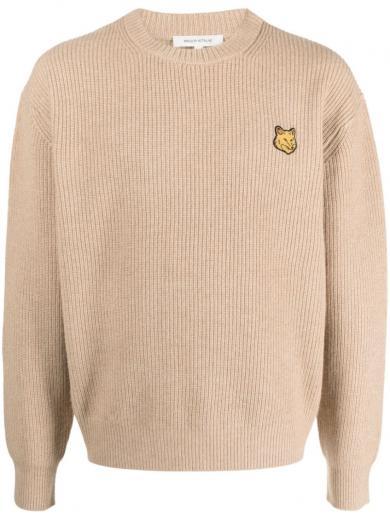 beige wool crewneck jumper