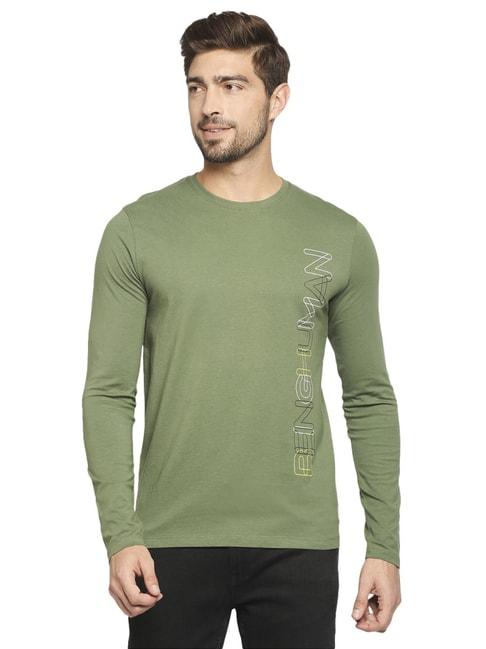 being human green cotton regular fit printed t-shirt