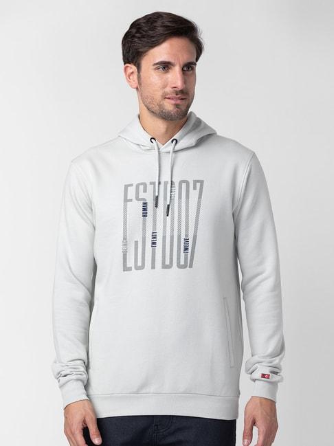 being human grey regular fit printed hooded sweatshirt