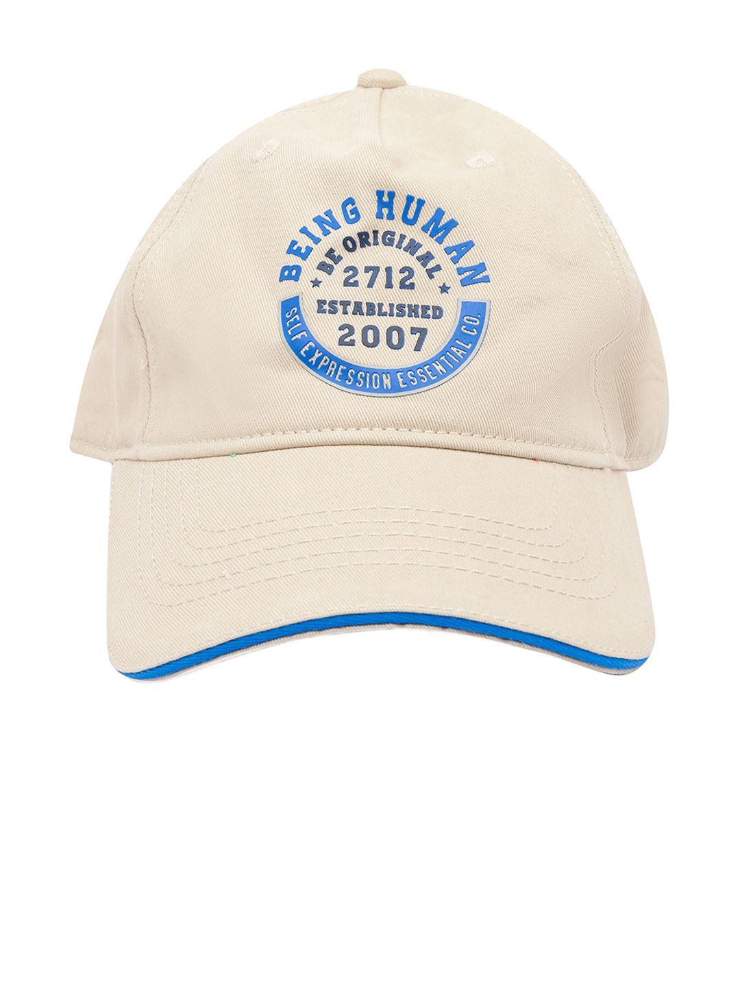 being human men beige & blue embroidered baseball cap