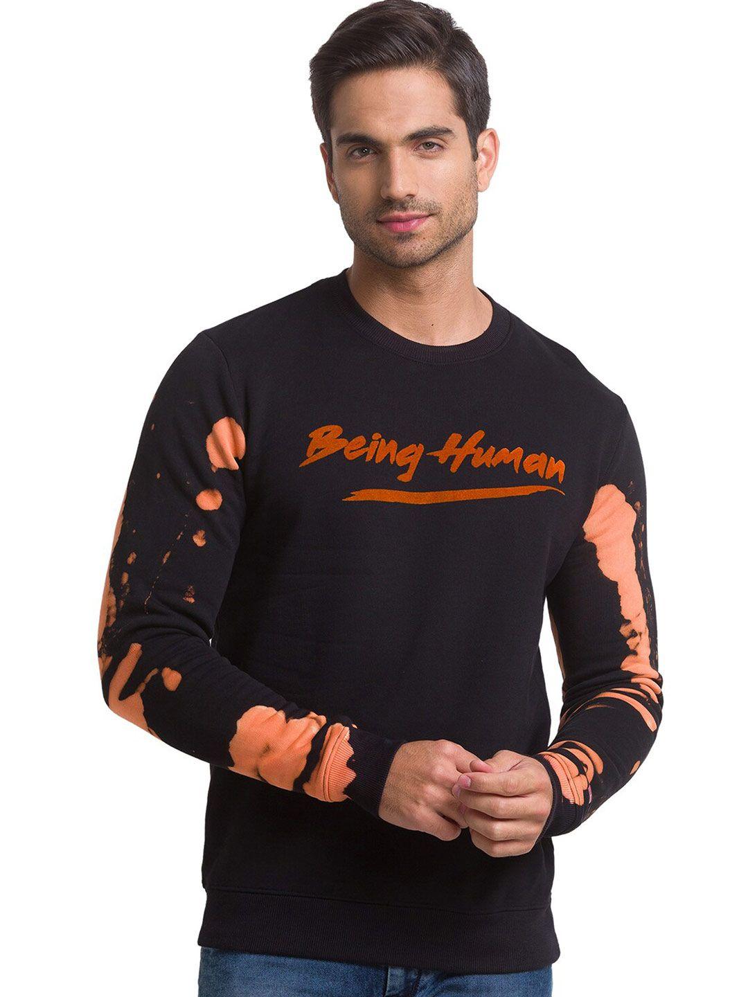 being human men black printed pure cotton sweatshirt