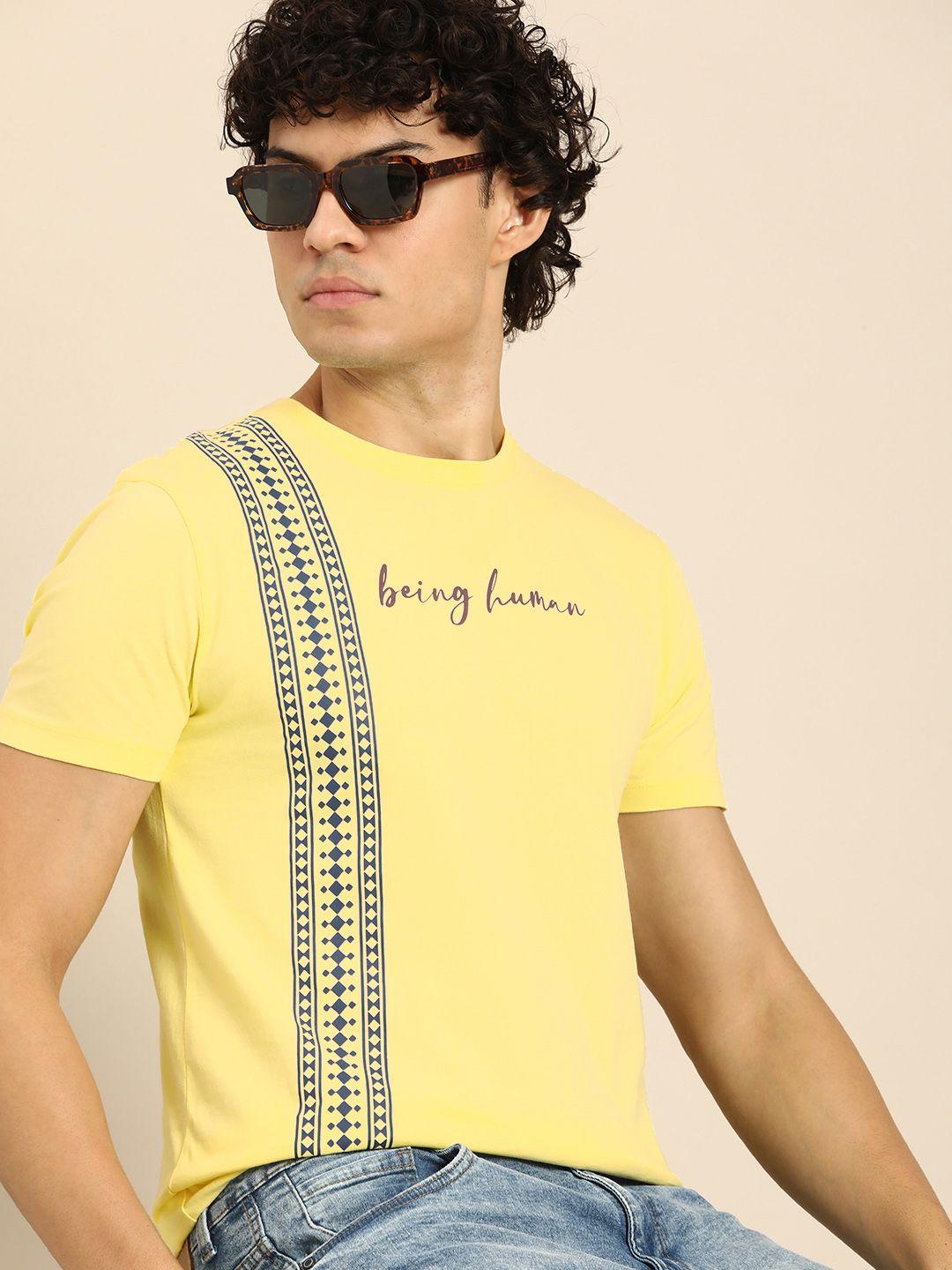 being human men brand logo & geometric print pure cotton t-shirt