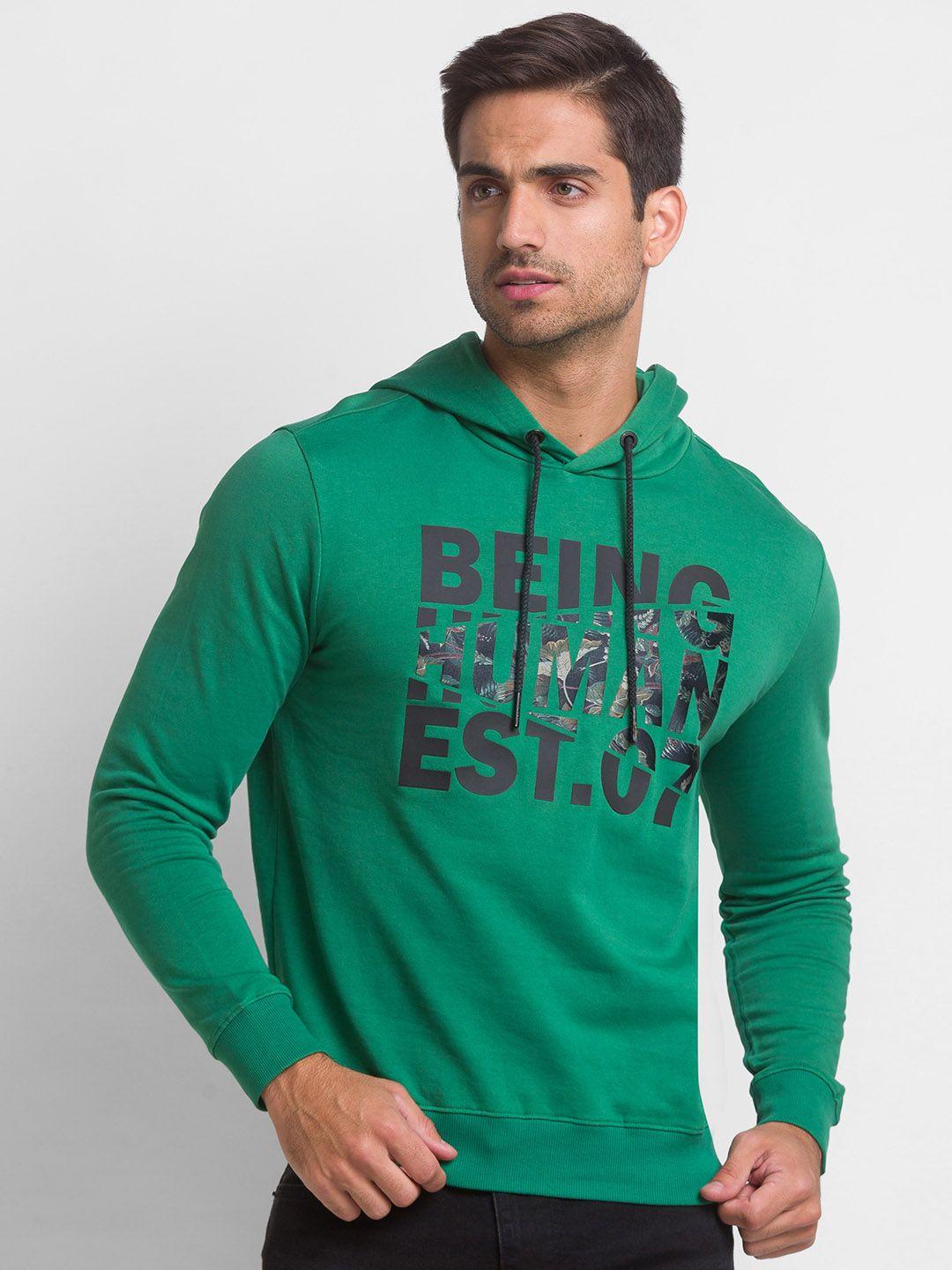being human men green printed sweatshirt