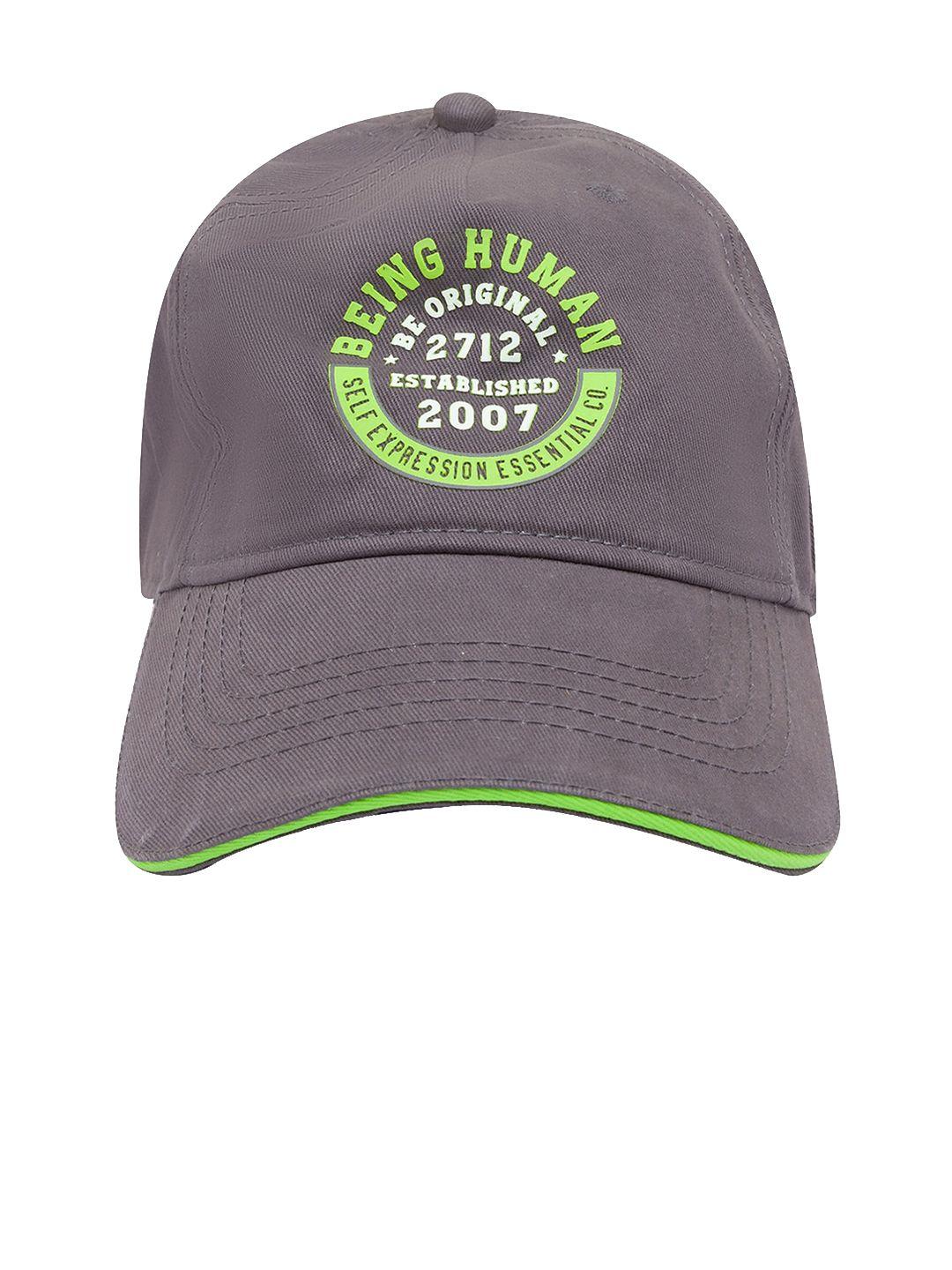 being human men grey & green cotton printed baseball cap