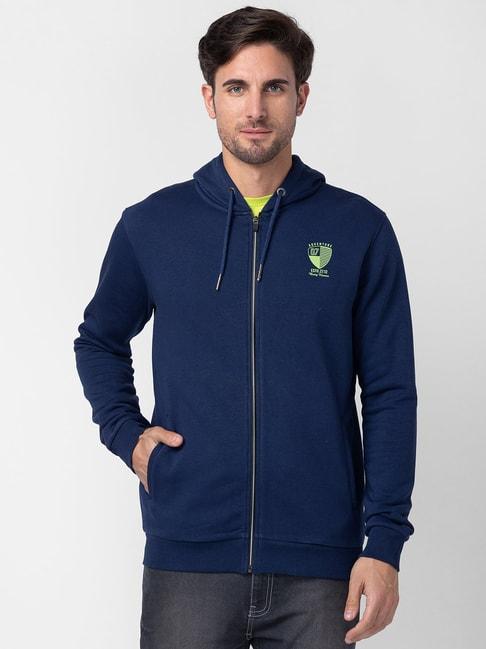 being human navy regular fit logo print hooded sweatshirt