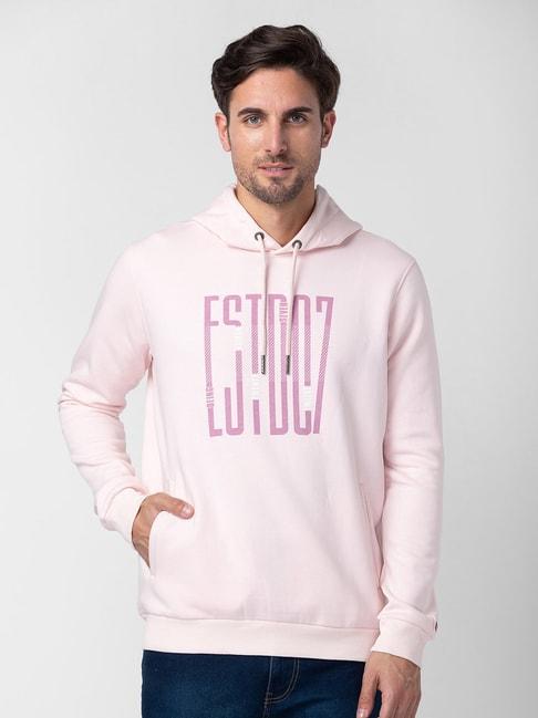 being human pink regular fit printed hooded sweatshirt