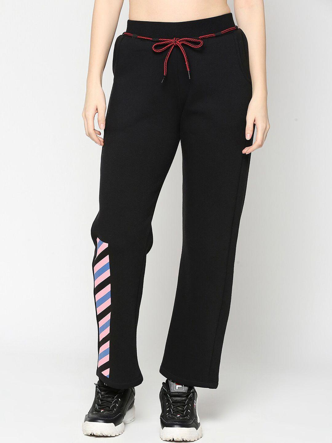 being human women mid-rise striped cotton track pants