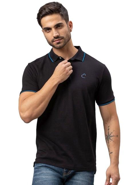 being human black cotton regular fit polo t-shirt